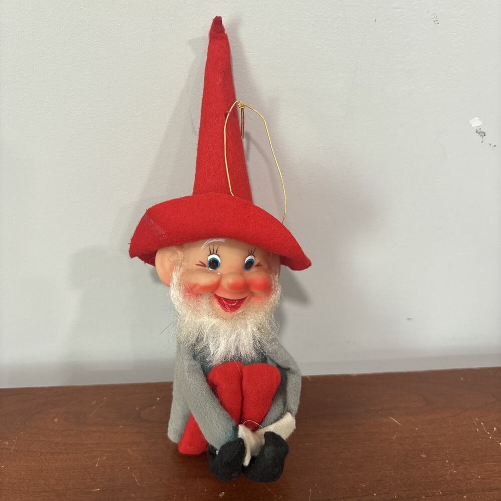 Vintage Christmas holiday Hillbilly elf Bearded knee Hugger Ornament